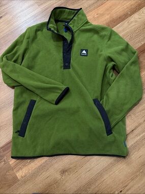 Burton Green Fleece Crewneck with Black Trim